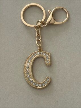 Gold Crystal Letter C Keychain